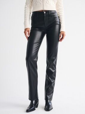 Abercrombie & Fitch Black Straight-Leg Faux Leather Pants